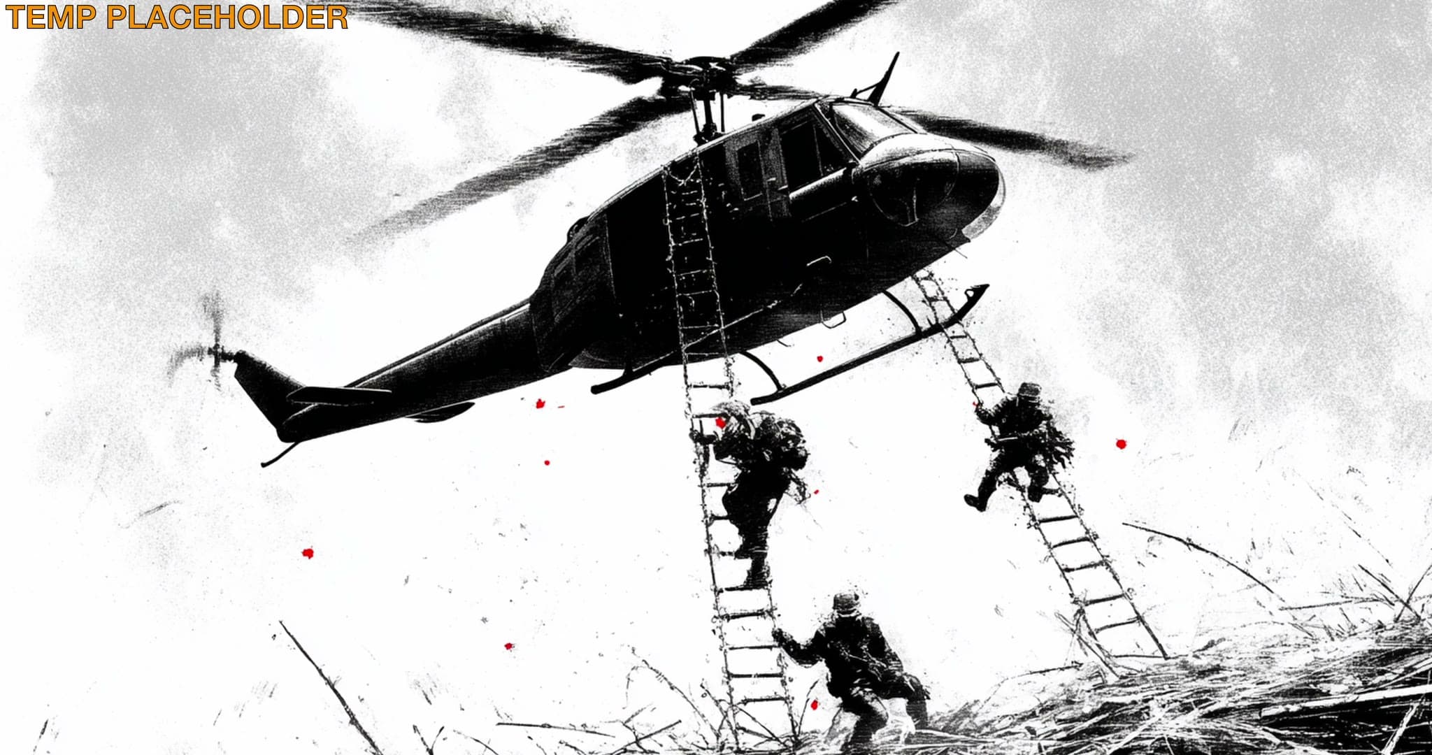 Graphic novel illustration — helicopter insertion sequence